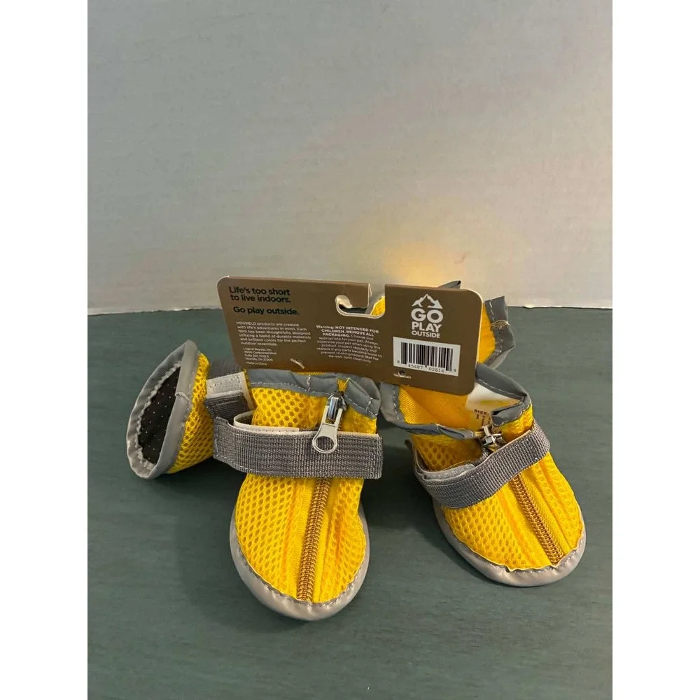 Hound2O Booties Dog Shoes Small Yellow New Mesh Zipper Reflective Paw Protection